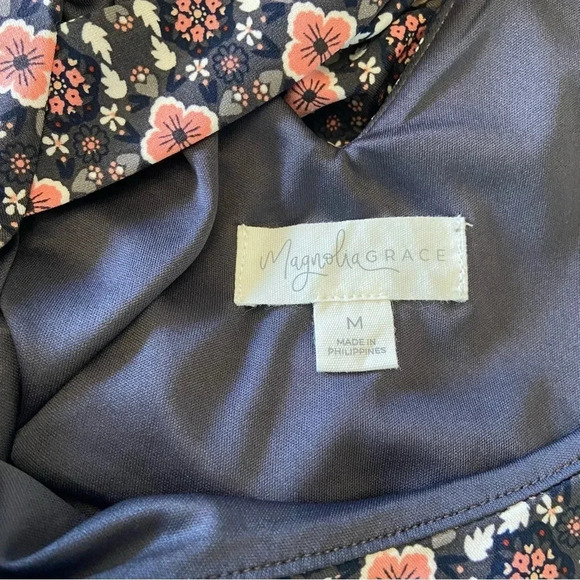 Magnolia Grace Dress Gray Pink Floral Sleeveless Size Medium - Picture 4 of 5